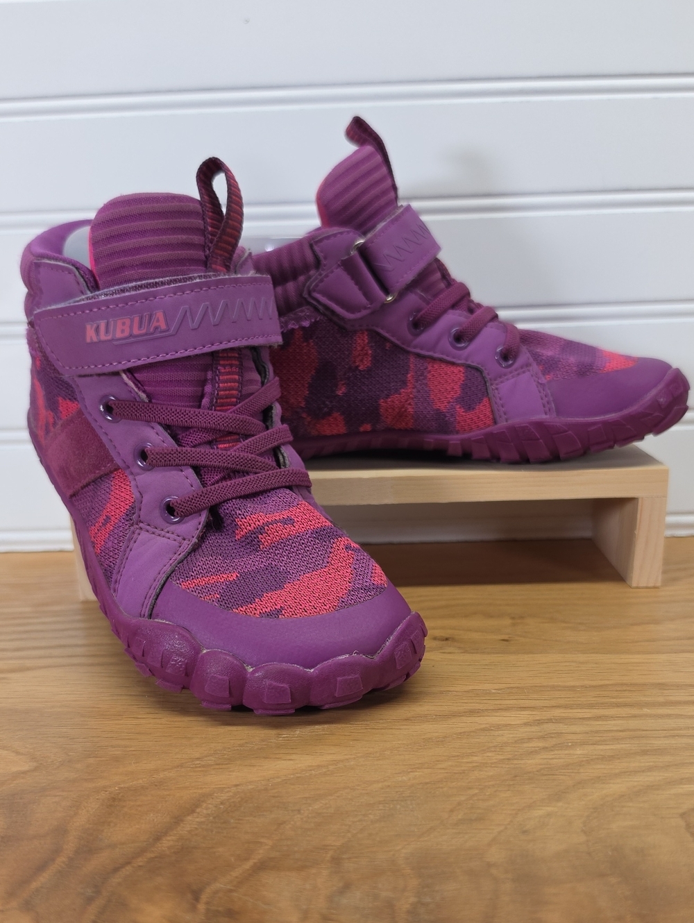Kubua Kids Purple Pink Camo High-Top Barefoot Sneakers Size  EUR32/US1